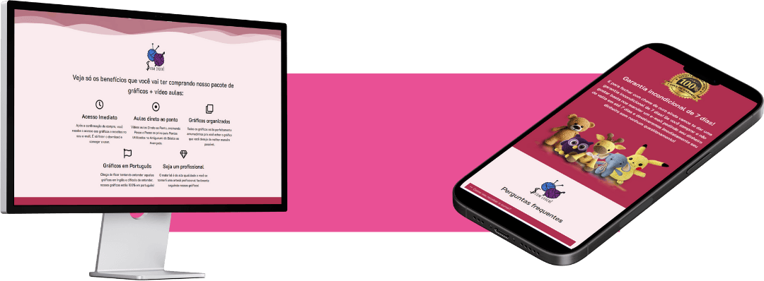 Apresentação da landingpage em vários dispositivos, demonstrando sua responsividade.